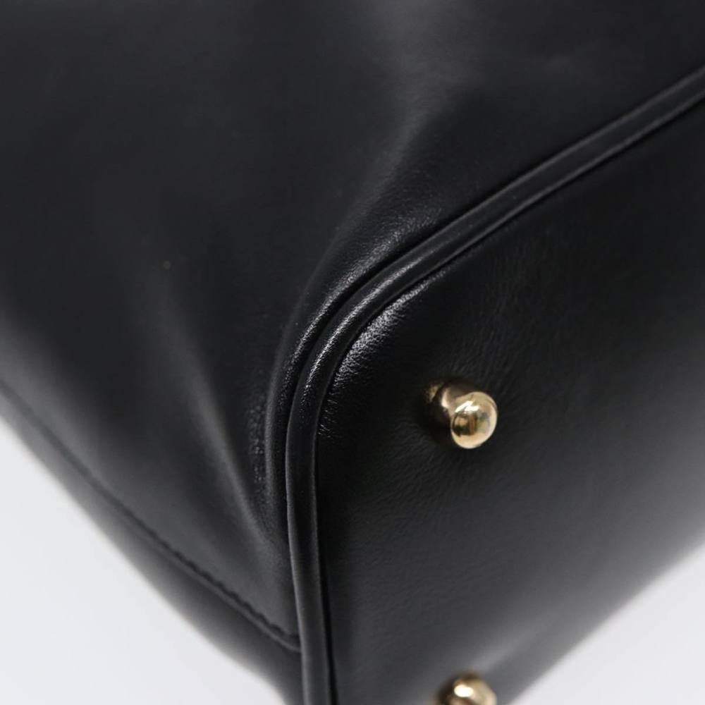 GUCCI Bamboo Hand Bag Leather Black Gold Auth ep5486 - Picture 11 of 16